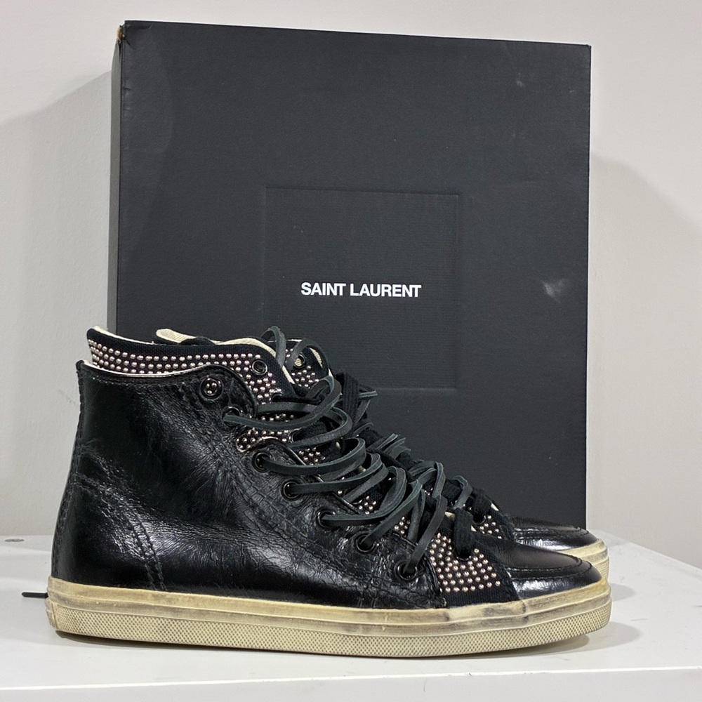 Saint Laurent Double Studded High Top Sneaker Size EU 35 USA 5 - Picture 1 of 13
